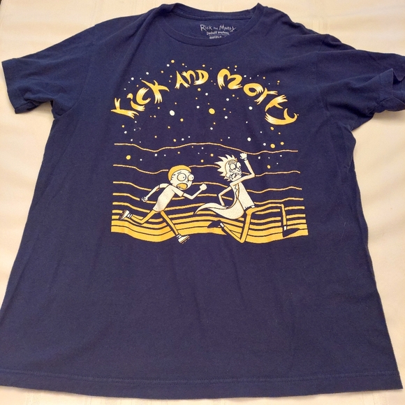 Rick and Morty Adult Swim Cartoon navy blue graphic t shirt. Size L unisex - Picture 1 of 10